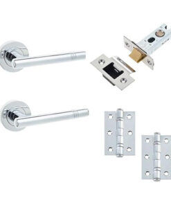 IRONMONGERY SOLUTIONS Bathroom Pack of Door Handle,Bathroom Locks, Turns & Releases & Hinges - Pack of Door Handle in Satin Chrome Finish