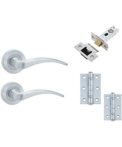 IRONMONGERY SOLUTIONS Latch Pack of Door Handle, Tubular Latch & Hinges