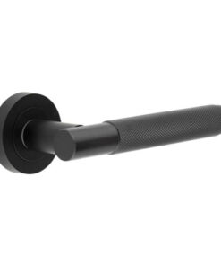 IRONMONGERY SOLUTIONS Latch Pack of Door Handle, Tubular Latch & Hinges - Pack of Door Handle in Matt Black Finish