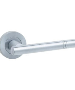 IRONMONGERY SOLUTIONS Latch Pack of Door Handle, Tubular Latch & Hinges - Pack of Door Handle in Satin Chrome Finish
