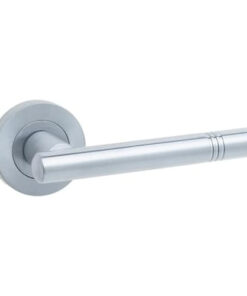 IRONMONGERY SOLUTIONS Lock Pack of Door Handle, 3 Lever Sashlocks, Escutcheons & Hinges - Pack of Door Handle in Satin Chrome Finish