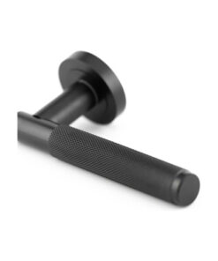 IRONMONGERY SOLUTIONS Latch Pack of Door Handle, Tubular Latch & Hinges - Pack of Door Handle in Matt Black Finish