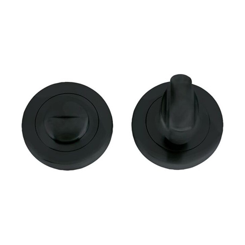 IRONMONGERY SOLUTIONS Bathroom Pack of Door Handle,Bathroom Locks,Turn & Release & Hinges - Pack of Door Handle in Matt Black Finish