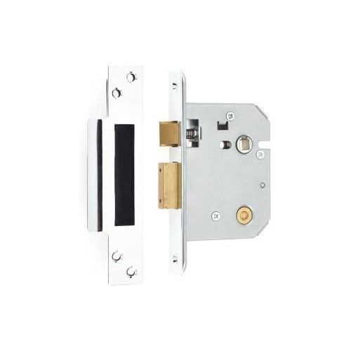 IRONMONGERY SOLUTIONS Bathroom Pack of Door Handle, Bathroom Locks, Turns & Release & Hinges - Pack of Door Handle in Polished Chrome Finish