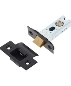 IRONMONGERY SOLUTIONS Latch Pack of Door Handle, Tubular Latch & Hinges - Pack of Door Handle in Matt Black Finish