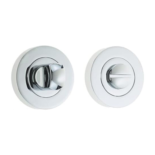 IRONMONGERY SOLUTIONS Bathroom Pack of Door Handle, Bathroom Locks, Turns & Release & Hinges - Pack of Door Handle in Polished Chrome Finish