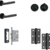 IRONMONGERY SOLUTIONS Bathroom Pack of Door Handle,Bathroom Locks,Turn & Release & Hinges - Pack of Door Handle in Matt Black Finish