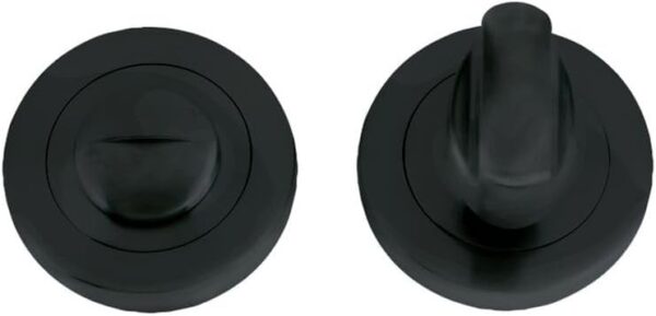 IRONMONGERY SOLUTIONS Bathroom Pack of Door Handle,Bathroom Locks,Turn & Release & Hinges - Pack of Door Handle in Matt Black Finish