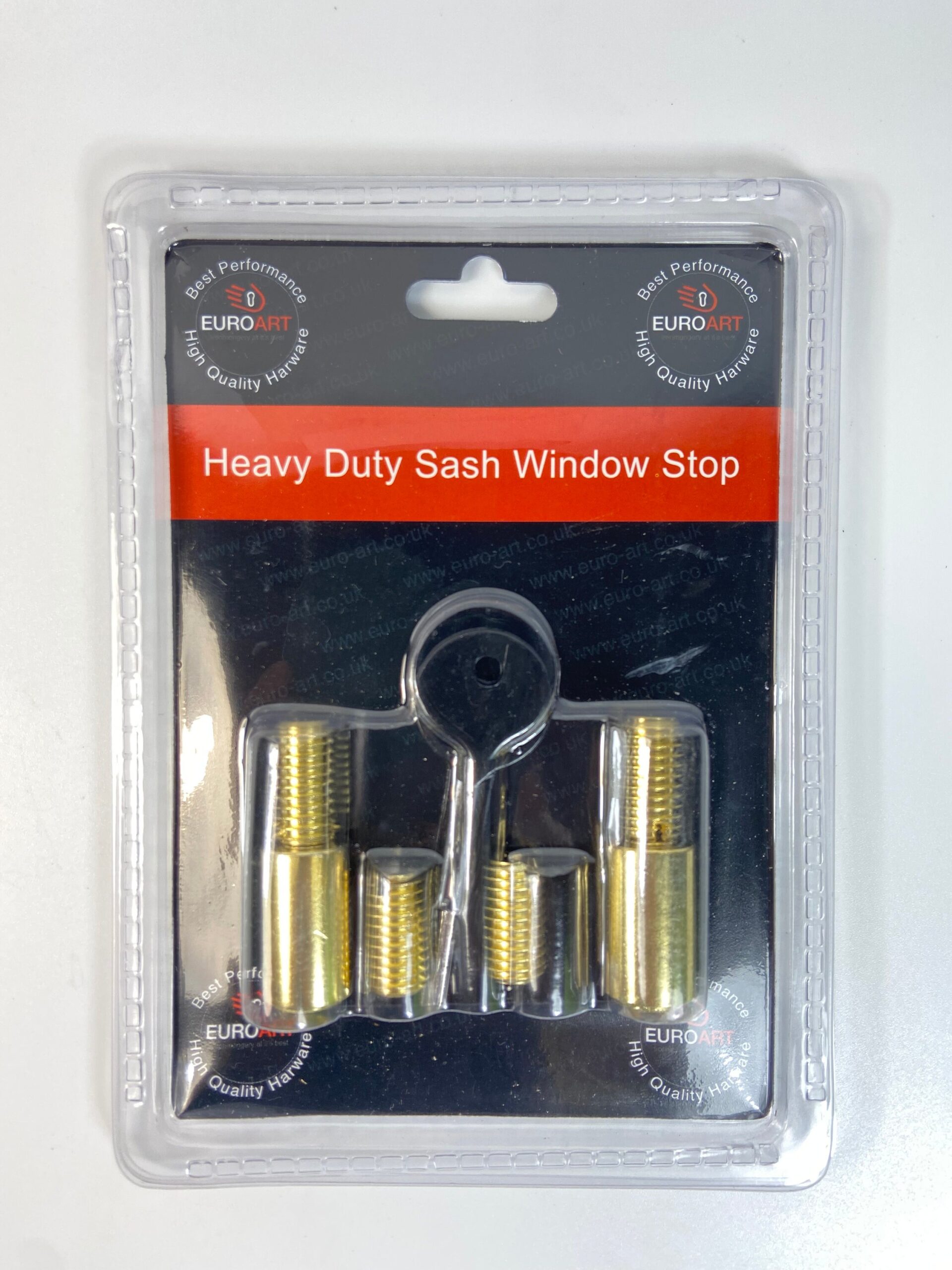 EUROART Quality Roller Heavy Duty Sash Window Stop Restrictor for Child Safety and Security-Comes with Key in Polished Brass Dim 50X17X17mm - Image 2
