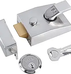Deadlocking Nightlatch, Chrome Finish, High Security with Automatic Deadlock