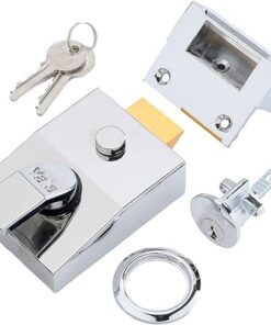 Deadlocking Nightlatch, Chrome Finish, High Security with Automatic Deadlock