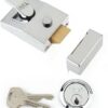 Deadlocking Nightlatch, Chrome Finish, High Security with Automatic Deadlock