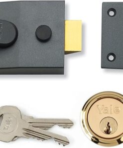 Nightlatch, High Security with Automatic Deadlock, Dark Metallic Gray/Brass