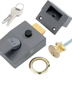 Nightlatch, High Security with Automatic Deadlock, Dark Metallic Gray/Brass