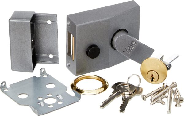 Deadlocking Nightlatch, Dark Metallic Finish/Brass Cylinder, High Security, with Automatic Deadlock