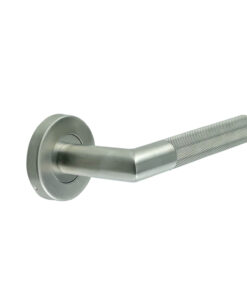 Knurled Door Handles on Rose Satin Stainless Steel