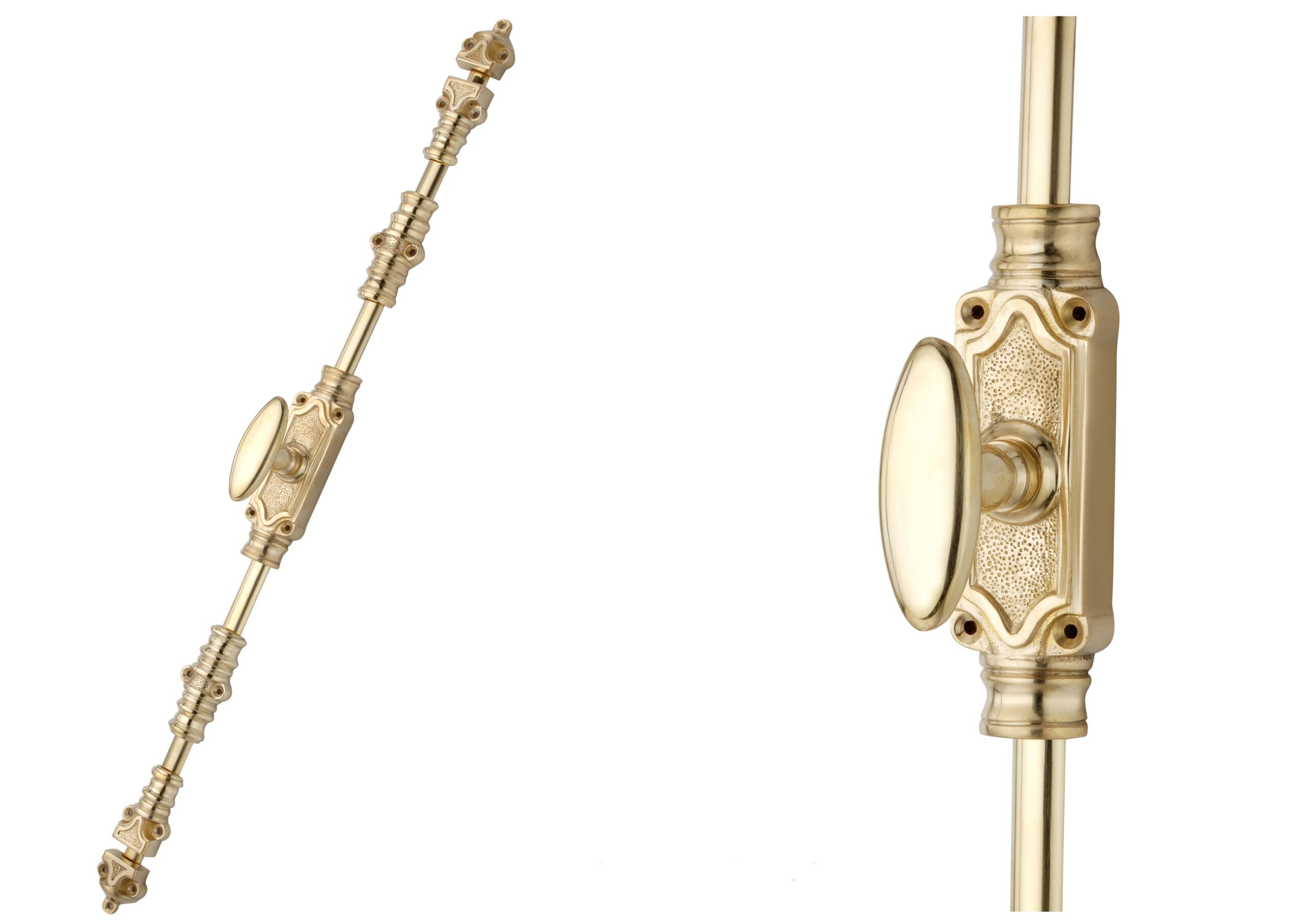 Classic Door Espagnolette Bolt / Cremone Bolt 9 Feet - Polished Brass Unlacquered