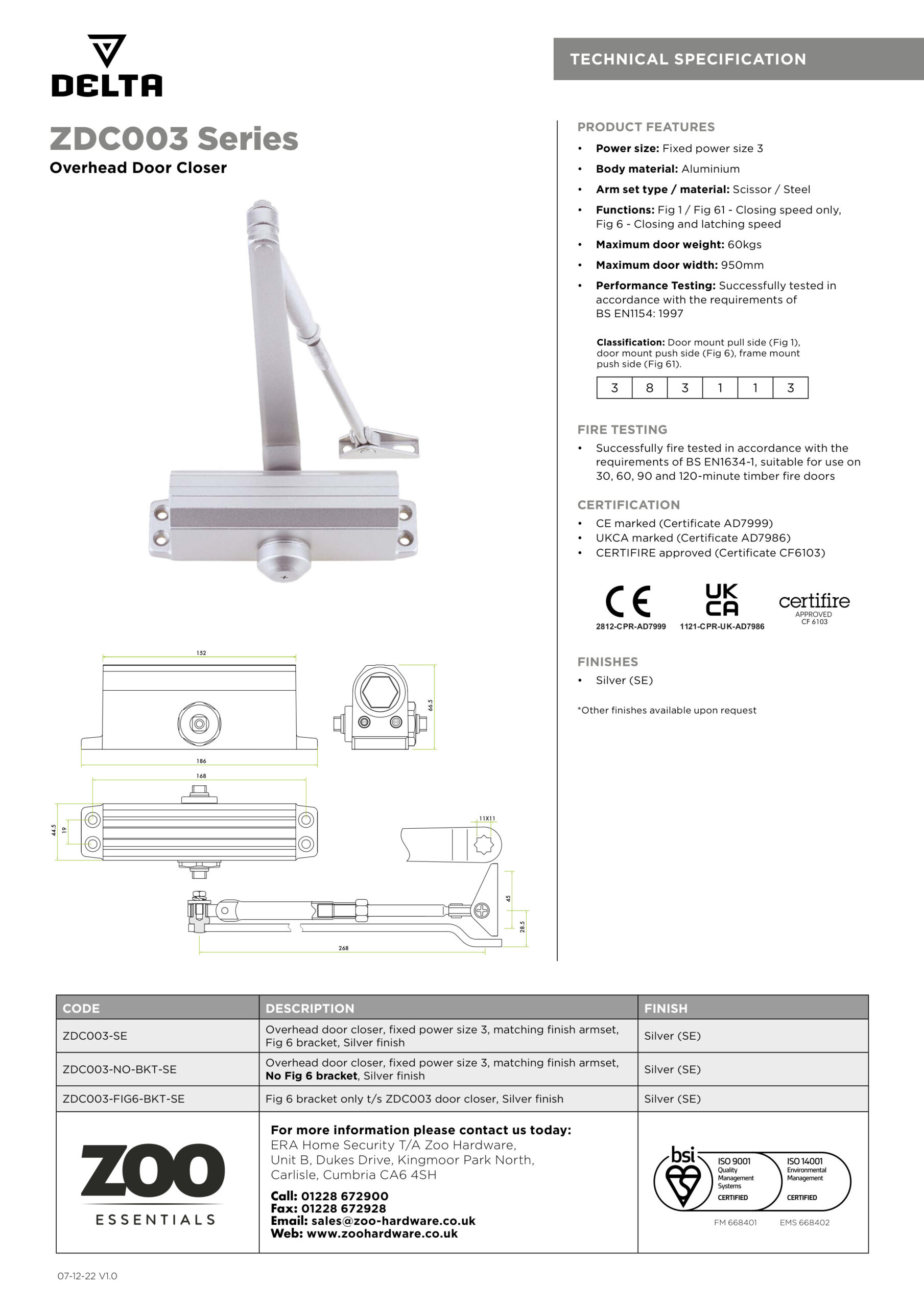 Zoo Hardware Budget Overhead Door Closer - Image 2