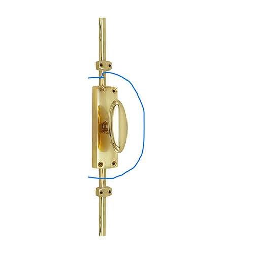 Oval Knob Door Espagnolette Bolt/Cremone Bolt Upto 2500mm - Polished Brass(Upto 8 Feet) - Image 2