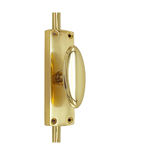 Oval Knob Door Espagnolette Bolt/Cremone Bolt Upto 2500mm - Polished Brass(Upto 8 Feet) - Image 5
