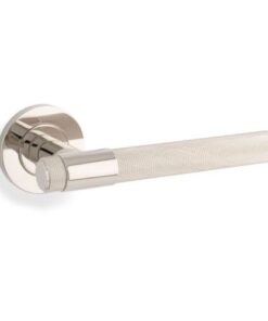Alexander And Wilks Kingston Knurled Door Handle on Rose 50mm Polished Nickel Pvd