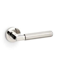 Alexander And Wilks Hurricane Door Handle Knurled On Round Rose Pol Nickel Pvd AW200PNPVD