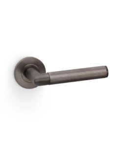 Alexander And Wilks Harrier Door Handle Knurled On Round Rose Dark Bronze Pvd AW210DBZPVD