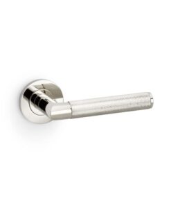 Alexander And Wilks Harrier Door Handle Knurled On Round Rose Pol Nickel Pvd AW210PNPVD