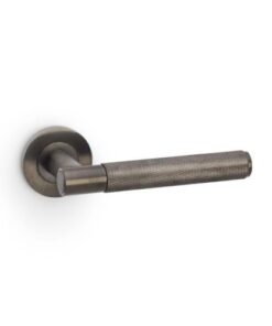 Alexander And Wilks Spitfire Door Handle Knurled On Round Rose Dark Bronze Pvd AW220DBZPVD
