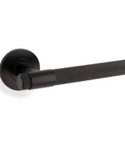 Alexander And Wilks Kingston Knurled Door Handle on Rose 50mm Black