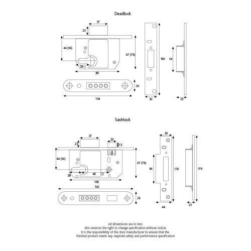 Era Euro Mortice Sashlock Keyless Egress 76mm Complete Polished Brass - Image 2