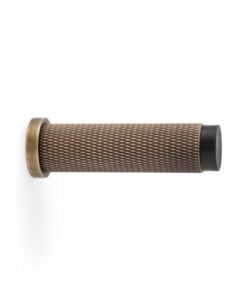 Alexander And Wilks Brunel Diamond Knurled 75mm Cylinder Doorstop Ant Brass AW600-75-AB