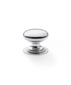 Alexander And Wilks 25mm Rnd Cup Knob Integral Stepped Rose Polished Nickel AW825-25-PN