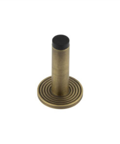 Burlington Plain Wall Mounted Door Stops Reeded Rose Antique Brass