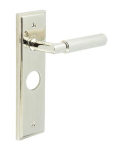 Piccadilly Door Handle Bathroom Backplate Polished Nickel