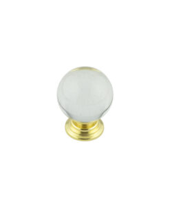 35mm Brass Finish Clear Glass Ball Cupboard Knob