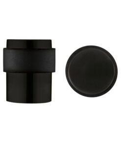 Zoo Hardware ZAS85-PCB Door Stop Floor Mounted – Round Collar – Flat Top – Powder Coated Matt Black