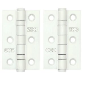 Zoo Hardware ZHSS232-PCW Hinges – Ball Bearing 76mm x 50mm x 2mm Square Corner – Powder Coated White