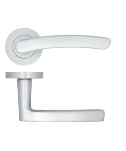 Santiago lever on rose Satin Nickel