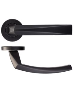Hydra Lever On Round Rose, Powder Coat Black (sold in pairs)