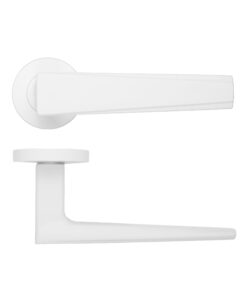 Veloce Lever On Round Rose Powder Coat White