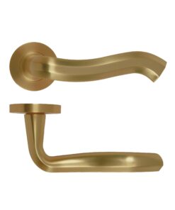 Rococo Lever On Round Rose Antique Brass