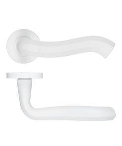 Rococo Lever On Round Rose Powder Coat White