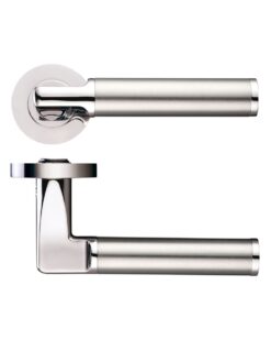 Milan lever on round rose Polished Nickel Satin Stainless