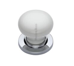 Heritage Brass White Porcelain Mortice Door Knobs, Polished Chrome Rose  (sold in pairs)
