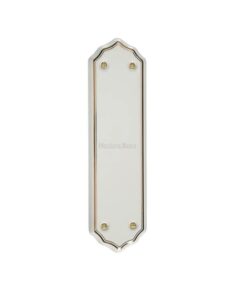 Heritage Brass Shaped Porcelain Fingerplate (274mm x 75mm), White With Gold Line