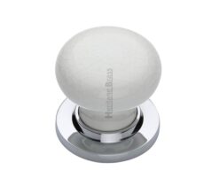 Heritage Brass White Crackle Porcelain Mortice Door Knobs, Polished Chrome Rose  (sold in pairs)