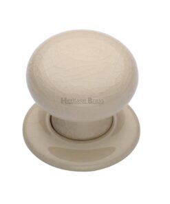 Heritage Brass Cream Crackle Porcelain Mortice Door Knobs, Porcelain Rose  (sold in pairs)