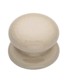Heritage Brass Porcelain Cupboard Knobs (32mm Or 38mm), Cream Crackle