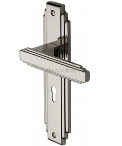 Heritage Brass Astoria Art Deco Style Door Handles, Polished Nickel (sold in pairs)